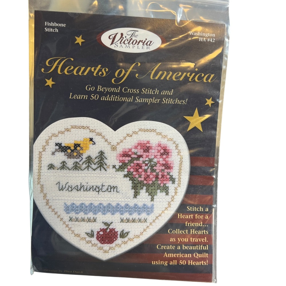 Victoria Sampler Hearts Of America Washington‎ Fishbone Stitch HA #42 Kit